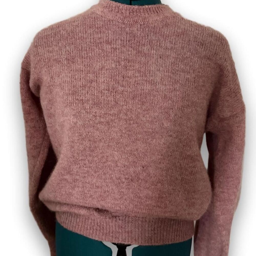 Vintage 100% Shetland Wool Sweater Womens M Pink/ Mauve / dusty rose Made in Sc